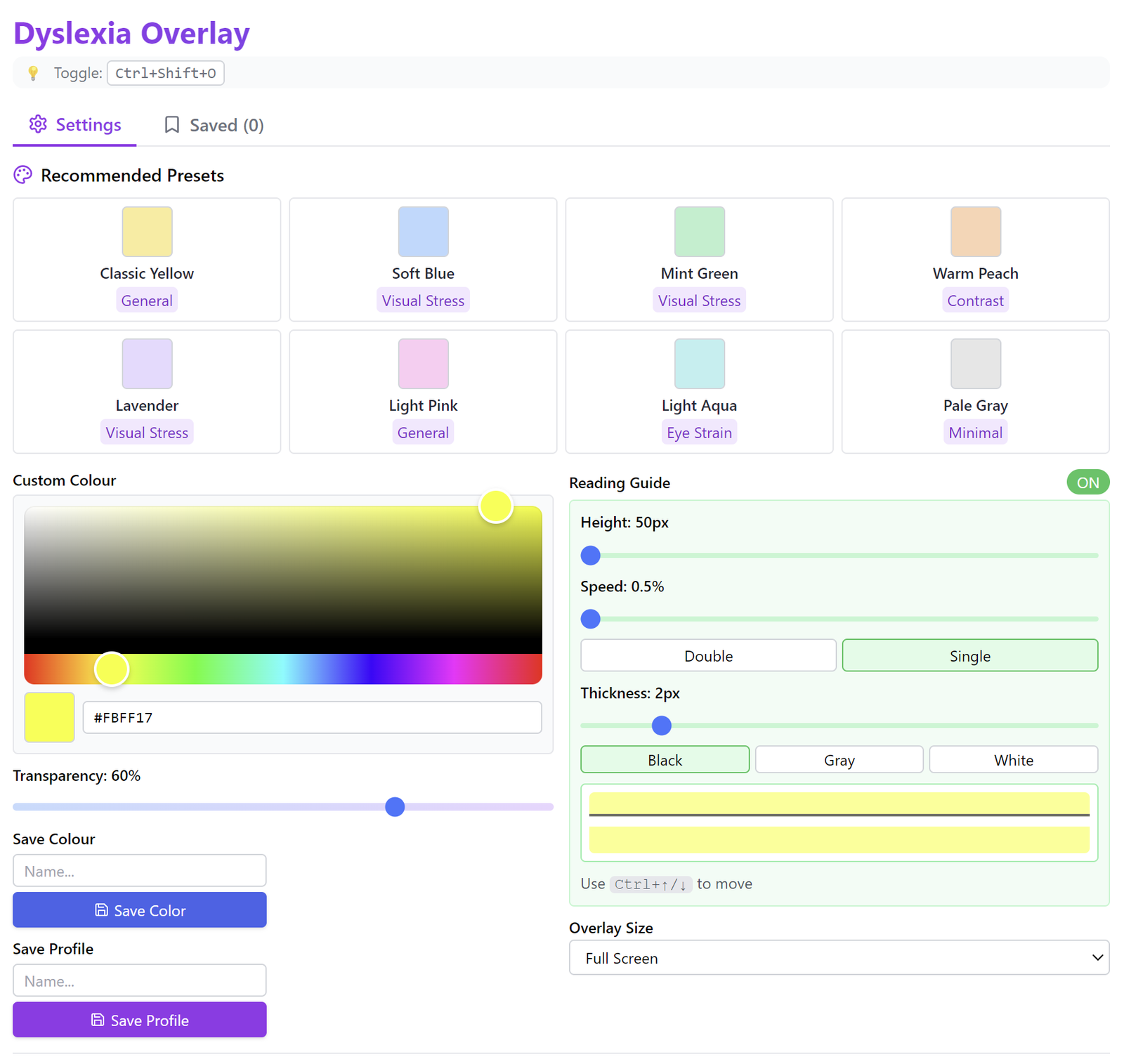 Accessibility Screen Filter, Desktop App · Accessibility
