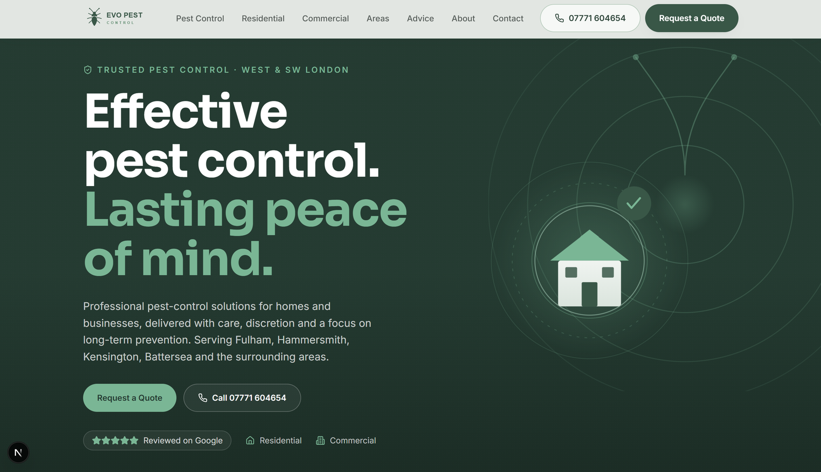 EVO Pest Control, Commercial · Marketing Site